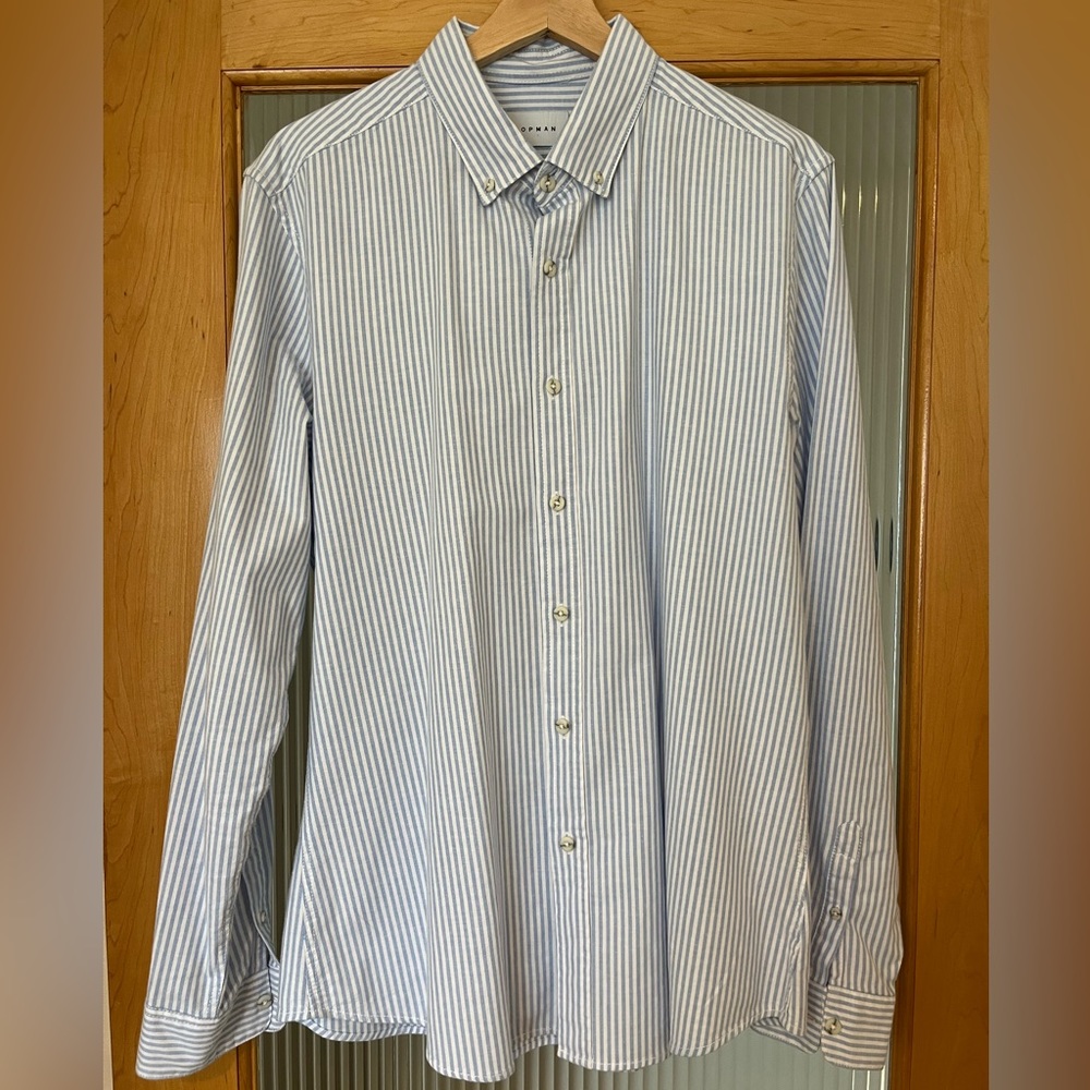 Topman Long Sleeve - Men’s L (Light Blue / White)